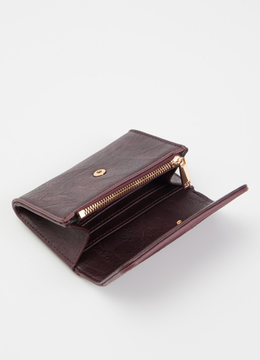 Dune London Kelsey overslagportemonnee met leren details - voorkant 3 aubergine