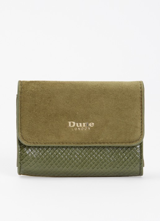 Dune London Kelsey overslagportemonnee met leren details - voorkant 2 mosgroen