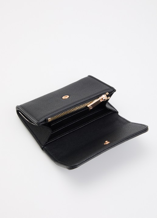 Dune London Kelsey overslagportemonnee met leren details - voorkant 3 zwart