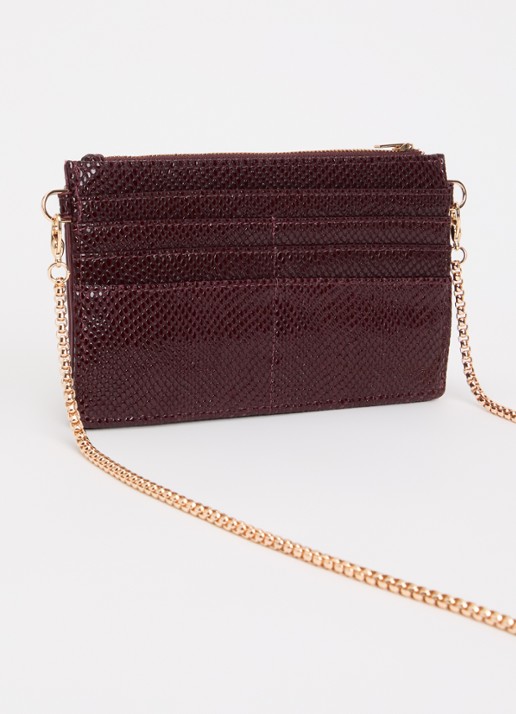 Dune London Kerrie clutch met afneembare schouderriem - achterkant bordeauxrood