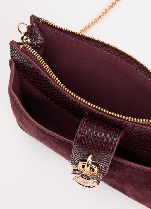 Dune London Kerrie clutch met afneembare schouderriem - detail 3 bordeauxrood