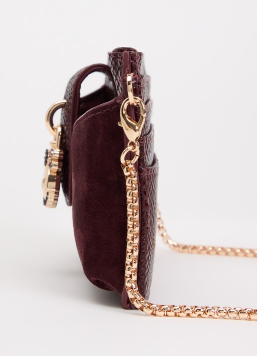 Dune London Kerrie clutch met afneembare schouderriem - detail 4 bordeauxrood