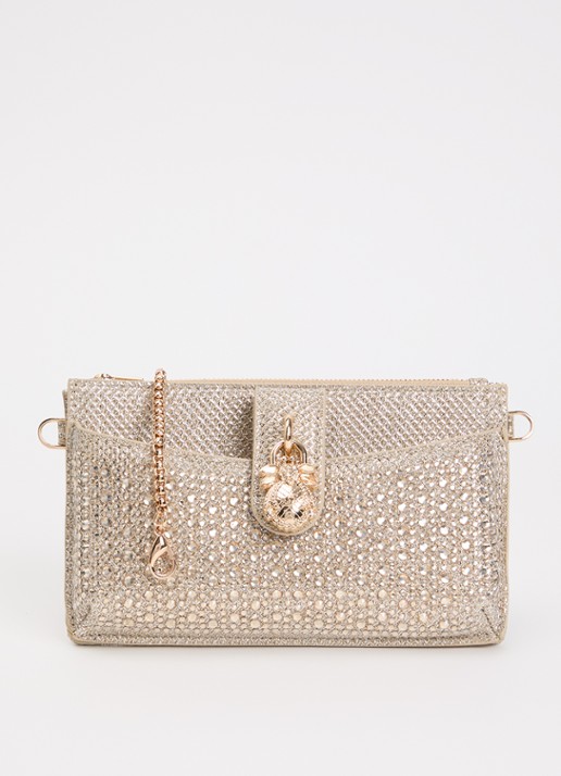 Dune London Kerrie clutch met afneembare schouderriem - voorkant 2 goud