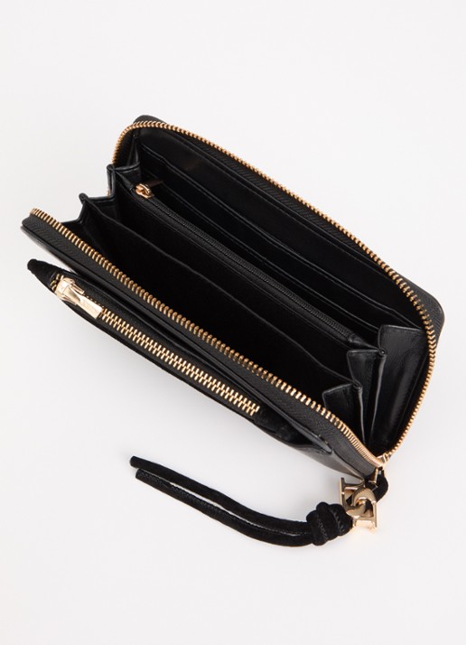 Dune London Kindling portemonnee van leer met uitneembaar etui - voorkant 2 diepzwart