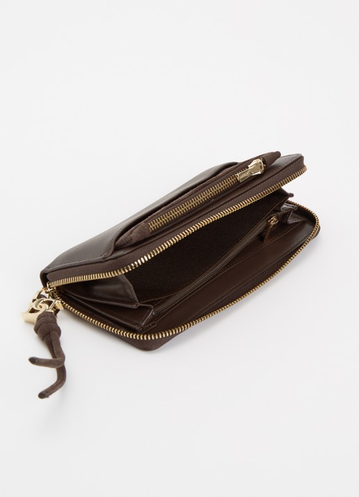 Dune London Kindling portemonnee van leer met uitneembaar etui - voorkant 3 chocoladebruin