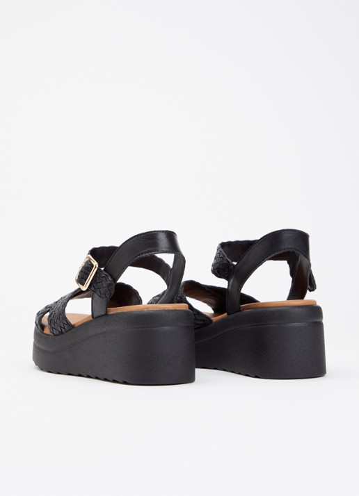 Dune London Kinleys sandalette van leer - achterkant 4 zwart