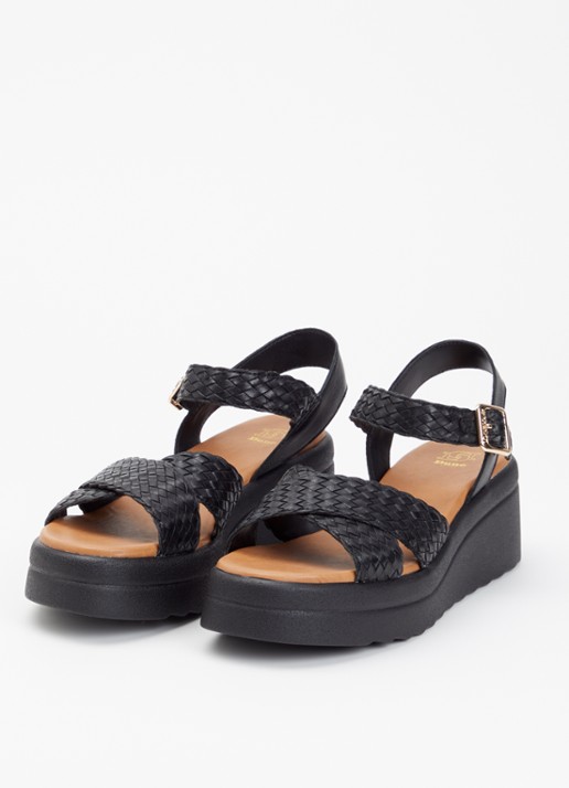 Dune London Kinleys sandalette van leer - detail zwart