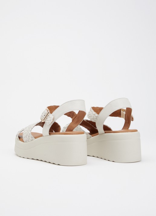 Dune London Kinleys sandalette van leer - achterkant 4 gebroken wit