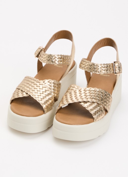 Dune London Kinleys sandalette van leer - detail goud