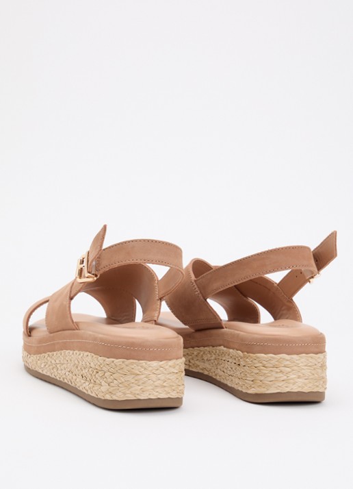 Dune London Kiya sandaal met sleehak - achterkant 2 camel