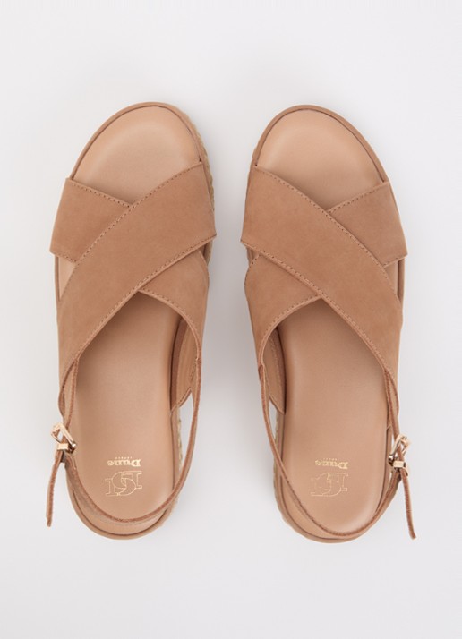 Dune London Kiya sandaal met sleehak - detail 4 camel