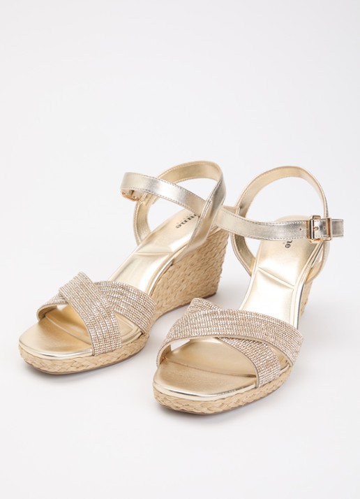 Dune London Kyro espadrilles met strass - detail 2 goud