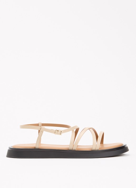 Dune London Laia sandaal van leer - voorkant creme