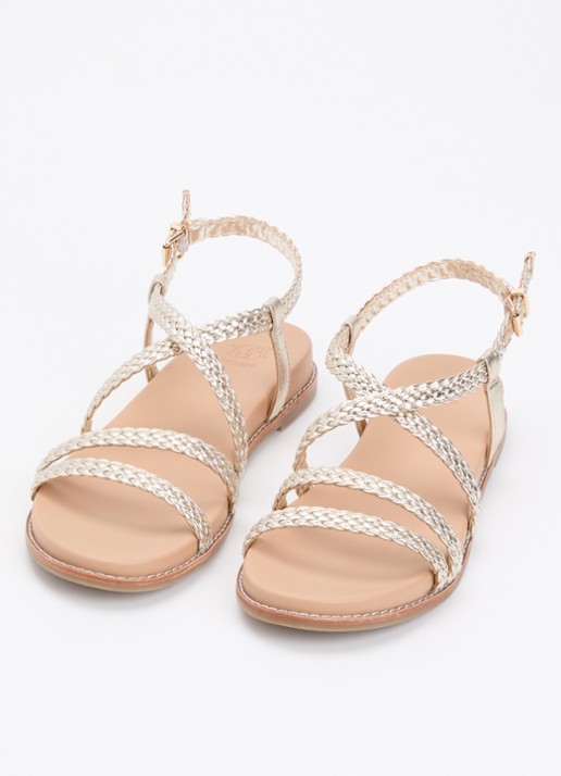 Dune London Laite sandaal met metallic finish - detail 3 goud