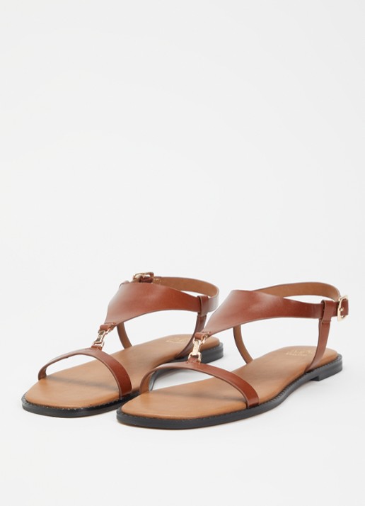 Dune London Laith sandaal van leer - detail 2 cognac
