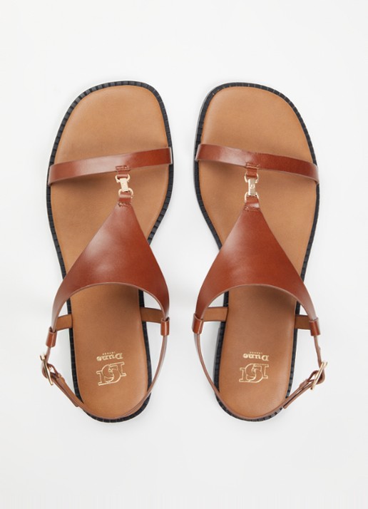 Dune London Laith sandaal van leer - detail 3 cognac