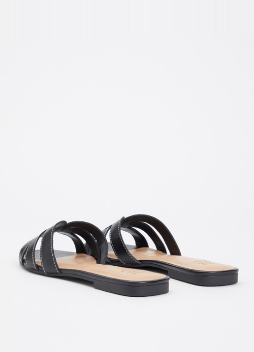 Dune London Larrissa slipper van leer - achterkant 5 zwart