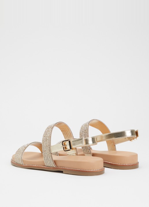 Dune London Levias sandaal met strass en metallic details - achterkant 4 goud