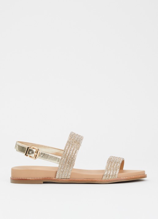 Dune London Levias sandaal met strass en metallic details