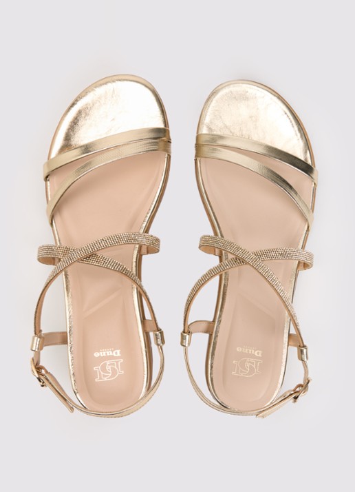 Dune London Lexia sandaal van leer met strass - detail 3 goud
