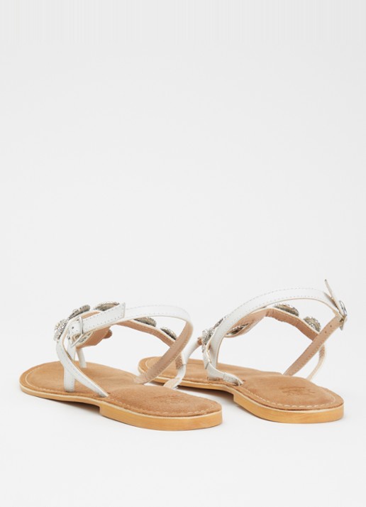 Dune London Liana sandaal van leer met strass - achterkant wit