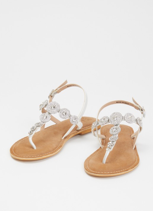 Dune London Liana sandaal van leer met strass - detail 3 wit