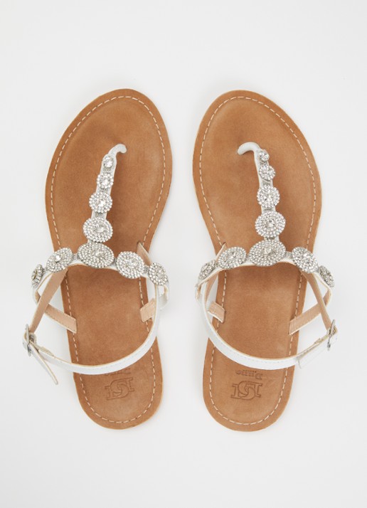 Dune London Liana sandaal van leer met strass - detail 4 wit