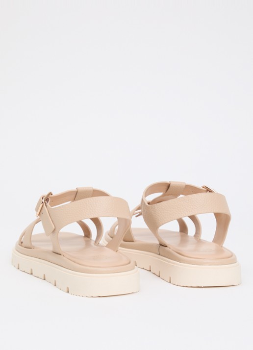 Dune London Lilar sandaal van leer - achterkant beige