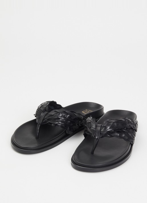 Dune London Lindie slipper van leer - detail 3 zwart
