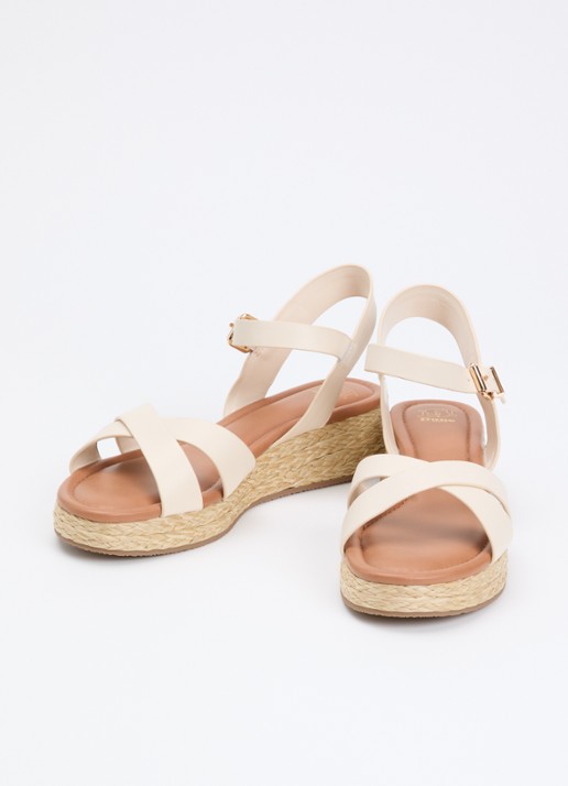 Dune London Littleton sleehak van leer - detail 3 creme