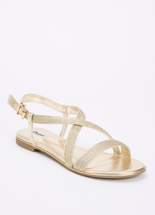 Dune London Lope sandaal met metallic finish - voorkant 8 goud