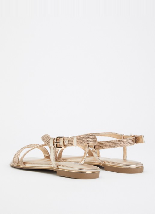 Dune London Lope sandaal met metallic finish - achterkant 7 goud