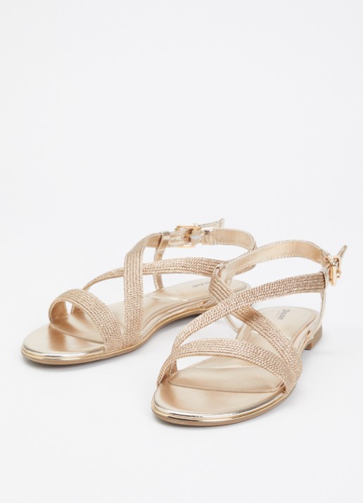 Dune London Lope sandaal met metallic finish - detail 4 goud
