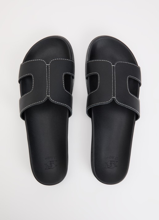 Dune London Loupas slipper van leer - detail 2 zwart