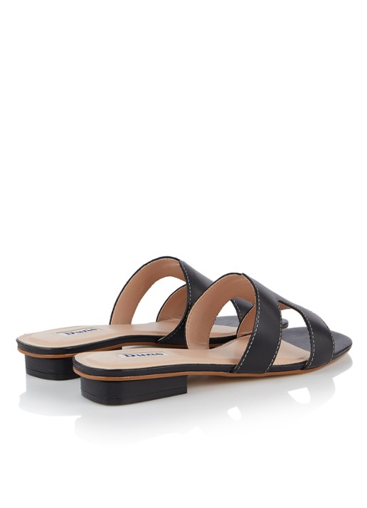 Dune London Loupe slipper van leer - detail 4 zwart