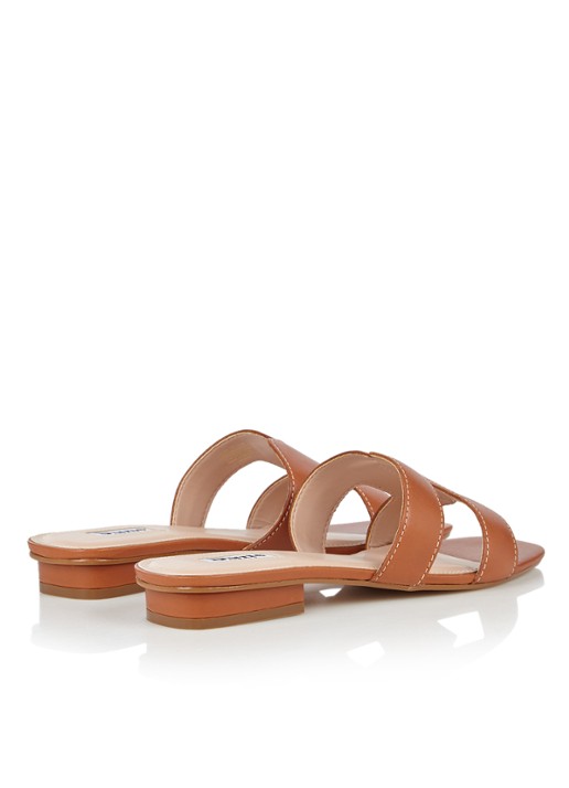 Dune London Loupe slipper van leer - detail 4 cognac