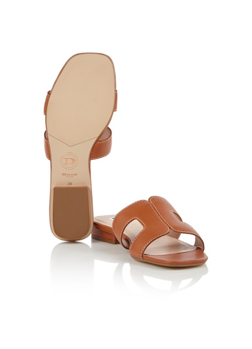 Dune London Loupe slipper van leer - detail 5 cognac
