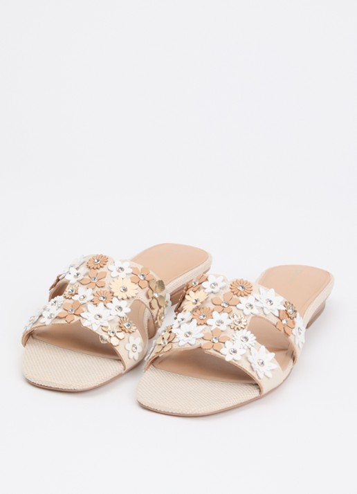 Dune London Loupes slipper van leer - detail 2 beige