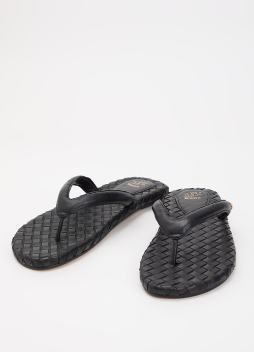 Dune London Lunare slipper van leer - detail 2 zwart