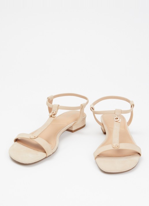 Dune London Lyra sandaal van leer  - detail 2 beige