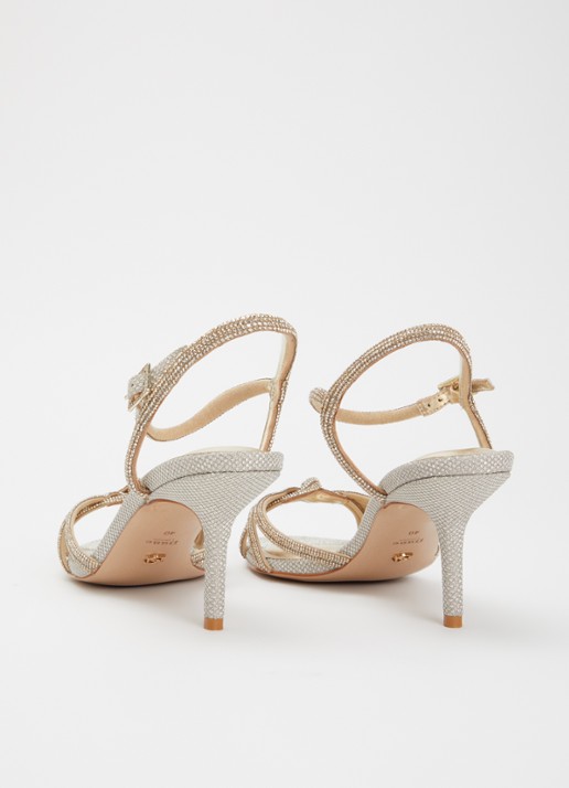 Dune London Marvelo sandalette met strass - achterkant witgoud