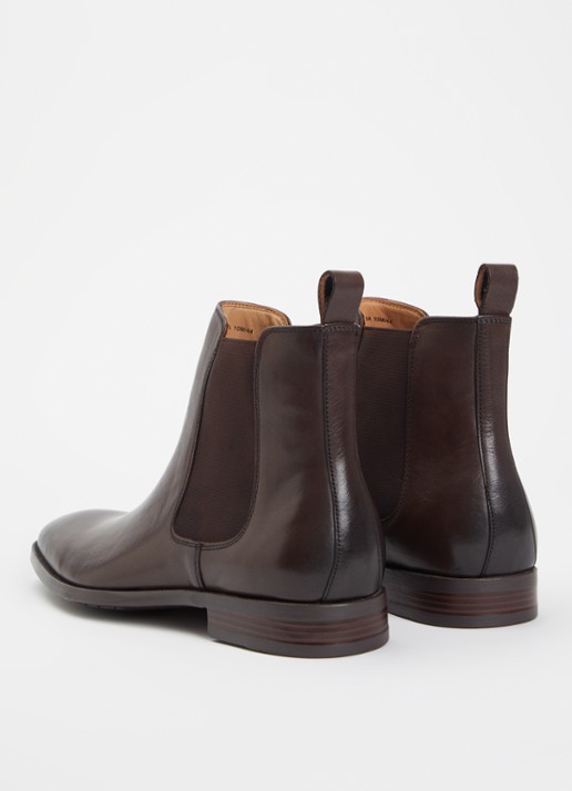 Dune London Matchin chelsea boot van leer - achterkant donkerbruin