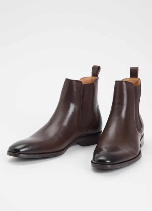 Dune London Matchin chelsea boot van leer - detail 2 donkerbruin