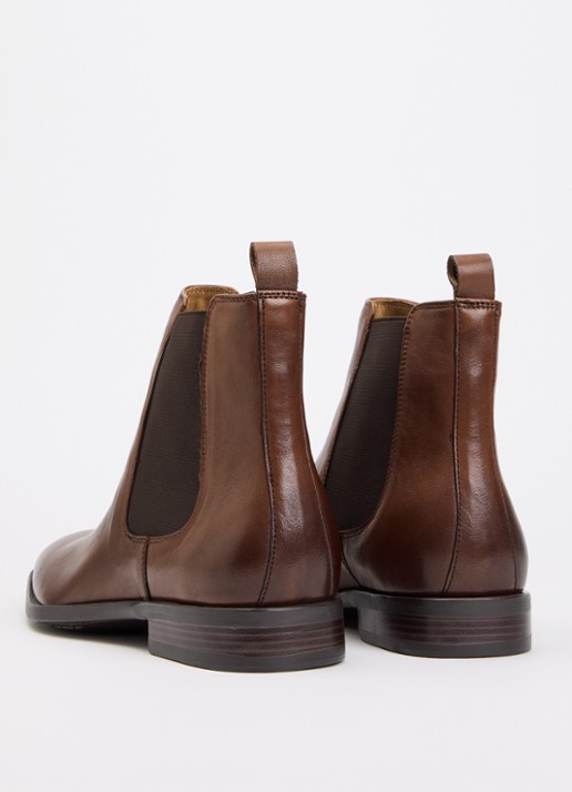 Dune London Matchin chelsea boot van leer - achterkant 2 oranjebruin