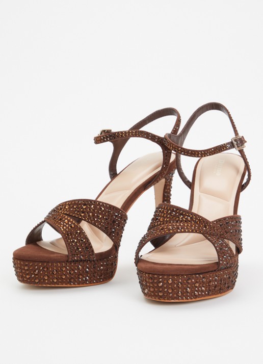 Dune London Mayve sandalette met strass - detail 2 donkerbruin