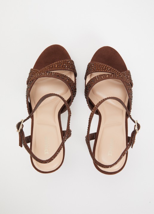 Dune London Mayve sandalette met strass - detail 3 donkerbruin