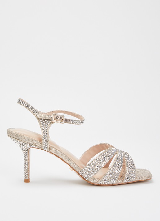 Dune London Mayven sandalette met strass - voorkant goud