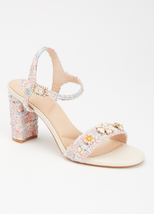 Dune London Mention sandalette met tweed-look - voorkant 4 roze
