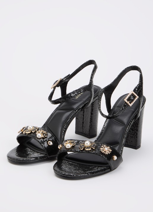 Dune London Mention sandalette met tweed-look - detail 2 zwart