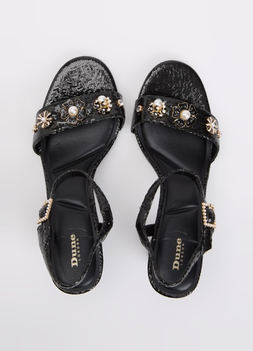 Dune London Mention sandalette met tweed-look - detail 3 zwart
